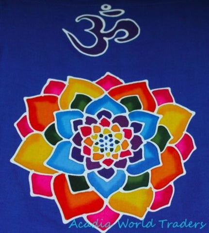 Sacred Chakra Lotus Prayer Flag banner~meditation Yoga  Bali Batik wall Art 72"L - Acadia World Traders