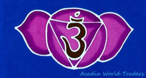 Sacred Chakra Lotus Prayer Flag banner~meditation Yoga  Bali Batik wall Art 72"L - Acadia World Traders