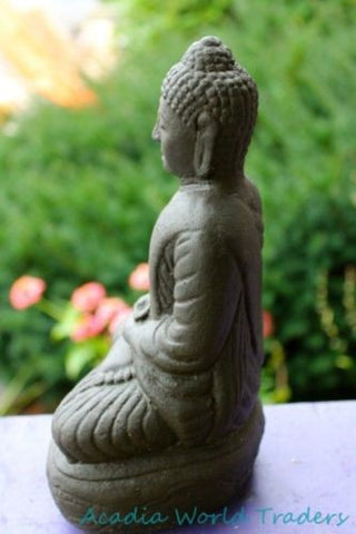 Lotus Buddha Garden Statue Dhyana Mudra Cast lava stone - Acadia World Traders