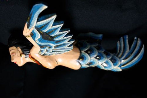 Flying Mermaid Mobile Winged GODDESS Demon Chaser Guardian carved Bali Art 11" - Acadia World Traders