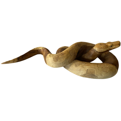 Python Boa Constrictor Snake Statue hand Carved wood carving sculpture Bali Art