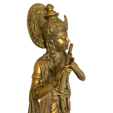 Krishna Upon Padma Base Statue Handmade Bronze lost wax cast Sculpture Bali Art