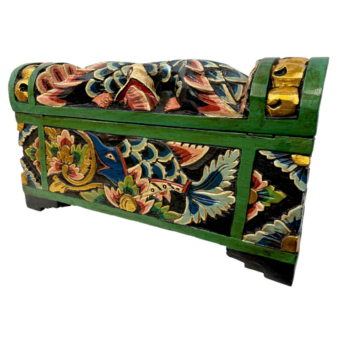Balinese DOWRY Box Wedding Lontar Offering Chest Carved Painted Wood Bali Art