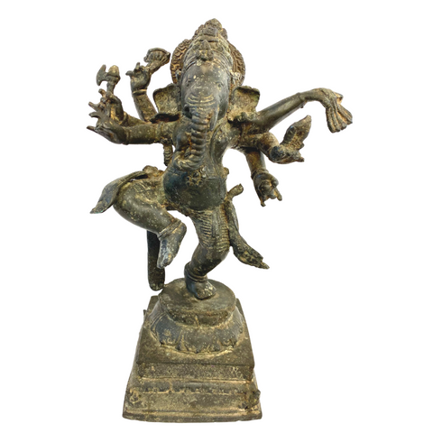 Dancing Ganesha Murti Statue Remover of Obstacles Cast Bronze Bali Hindu Art Sculpture