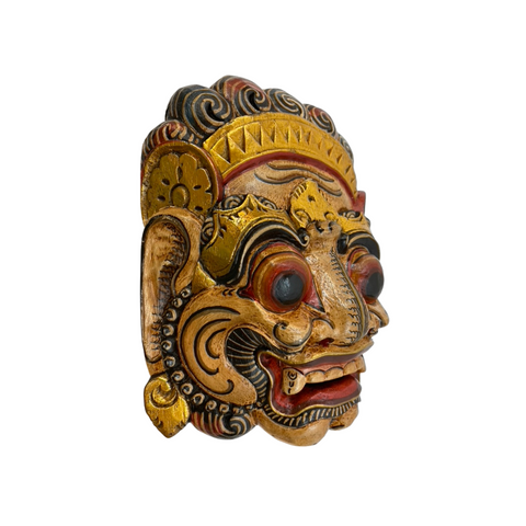 Ravana Rakshasa Evil King Mask Demon Balinese Hindu  Folk Wall Art Hand Painted and carved wood