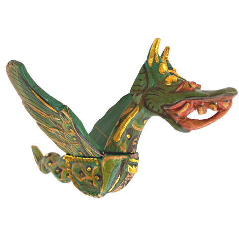 Winged Flying Dragon Naga Mobile Spirit Demon Chaser Handmade Bali Art Green
