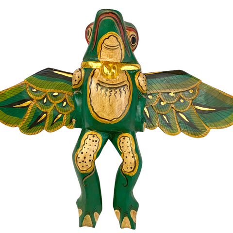 FLYING Frog Mobile Winged Cradle guardian carved wood Balinese Folk Art