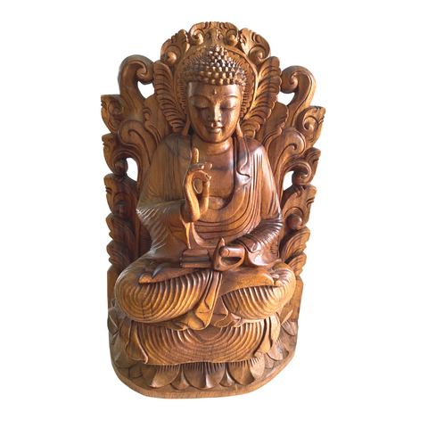 Teaching Buddha Sculpture Vitarka Mudra Balinese  Wood Carving 