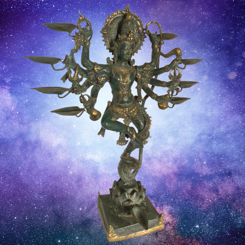 Shiva Nataraja Sculpture Deepam Lamps Handmade Cast Bronze Hindu Art Statue