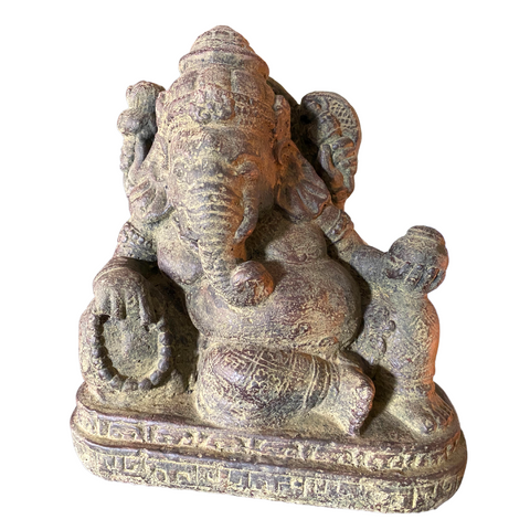 Shri Ganesha Garden Statue cast lava stone Sculpture Elephant God Bali Art