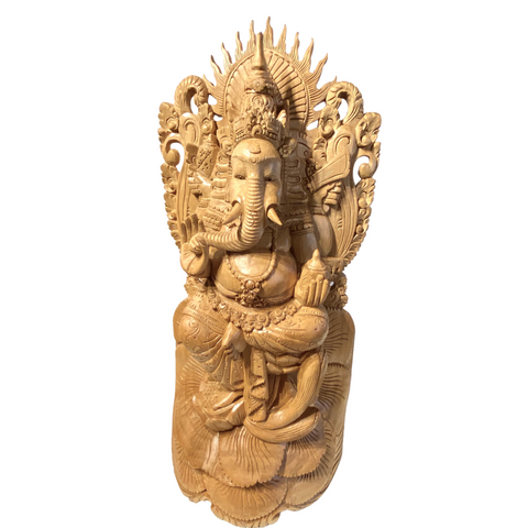 Ganapati Ganesha Murti Statue Wood Carving handmade sculpture Bali Hindu Art