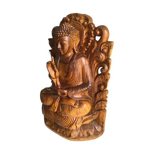 Teaching Buddha Sculpture Vitarka Mudra handmade Bali Wood Carving 