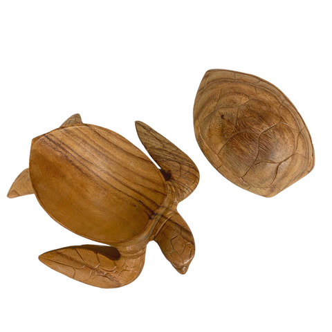 Sea Turtle Trinket Stash Box Jewelry handmade Wood carving Balinese Art