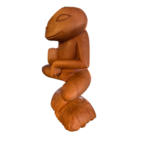 Buddha Frog Statue Yoga Sculpture Vrksansana Tree Pose Wood Carving Balinese Art
