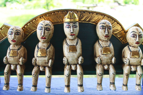 Balinese Agung Family Bali Folk Art Figures statue handmade wood carving - Acadia World Traders