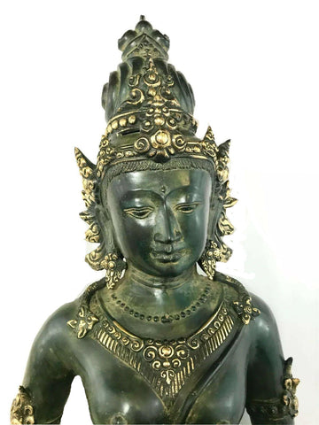 Seated Dewi Sri Bronze Statue Rice Goddess Lost wax Art Sculpture Balinese Art - Acadia World Traders