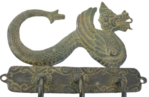 Dragon Naga Wall Hook Coat hanger Verdigris Solid Bronze 