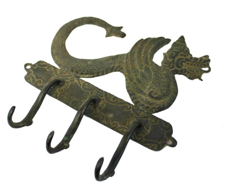 Dragon Naga Wall Hook Coat hanger Verdigris Solid Bronze 