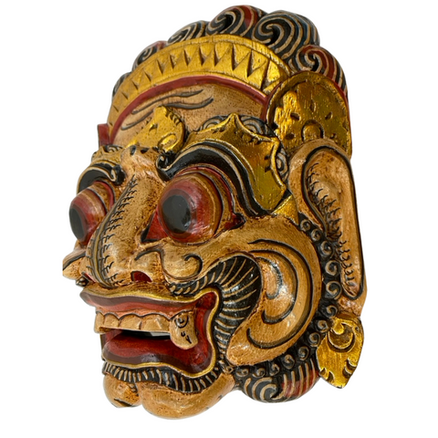 Ravana Rakshasa Evil King Mask Demon Balinese Hindu  Folk Wall Art Hand Painted and carved wood
