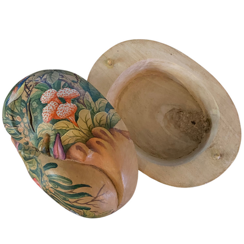 Yin Yang Goddess Dream Mask Trinket Box Hand Carved Painted