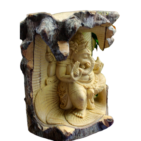 Ganapati Ganesha Remover of Obstacles Statue hand carved wood Bali art sculpture
