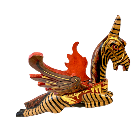 Winged Pegasus Zebra Horse hanging Mobile Demon Chaser Carved wood Bali Art