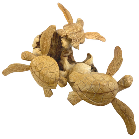 Sea Turtle Parasite Wood Carving Marine life statue