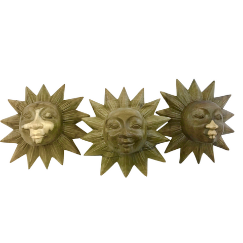 Sunburst Sun Surya Mask Wall art Sculpture Handmade Carved Wood Bali Art