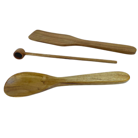 Teak Wood Spurtle Wooden Tasting Spoon cooking Spoon Handmade Kitchen Gadget set