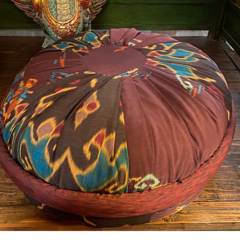 Yoga Meditation Pillow Pouf Zafu Ottoman Floor cushion kapok fill Vintage Ikat