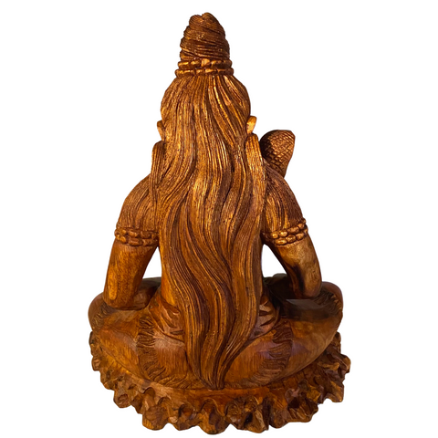 Seated Lord Shiva Cobra Statue Hand carved wood sculpture Balinese Hindu art
