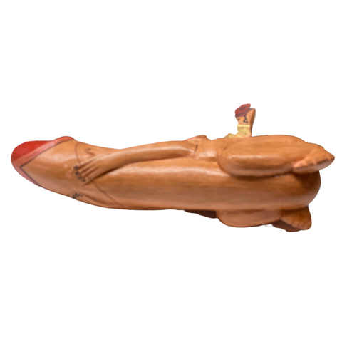 Winged Shiva Lingam Flying Dick Statue Mobile Spiritchaser Carved wood Bali art