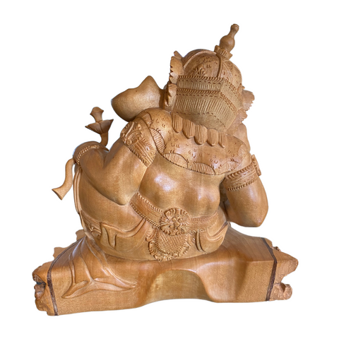 Ganapati Ganesha Statue Hindu Elephant God carved wood sculpture Bali Art - Acadia World Traders