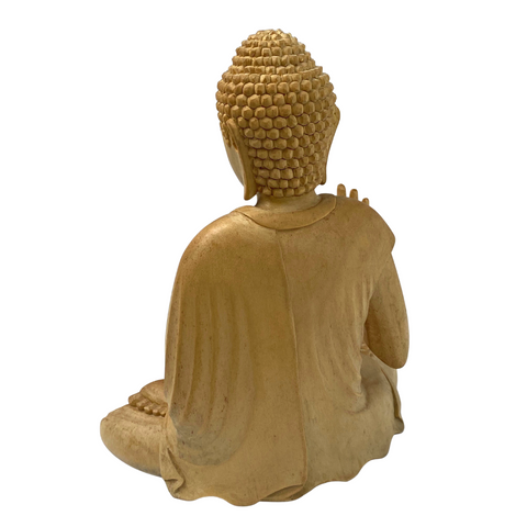 Teaching Buddha statue Dharmachakra Wheel Mudra Wood Carving Sculpture Bali Art