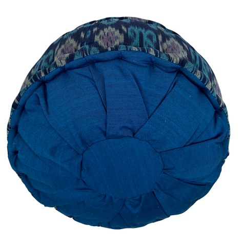 Yoga Meditation Blue & purple Throw Pillow Cushion Zafu Floor cushion kapok fill hand woven Balinese Ikat
