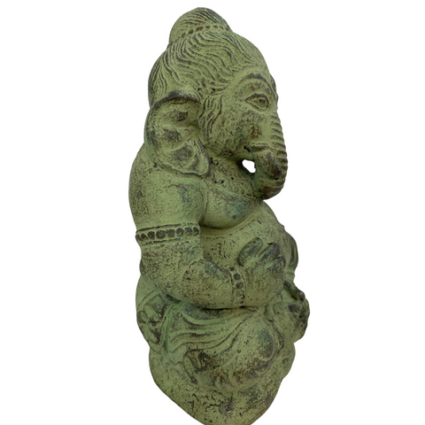 Endearing Baby Ganesha Garden Statue cast lava Stone Sculpture Elephant God Bali Art