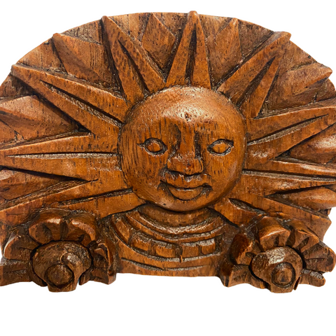 Celestial Sunrise Smiling Sun Secret puzzle Box Stash Jewelry Box Trinket Box Hand carved suar wood Bali Art