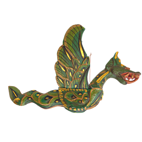 Winged Flying Dragon Naga Mobile Spirit Demon Chaser Handmade Bali Art Green