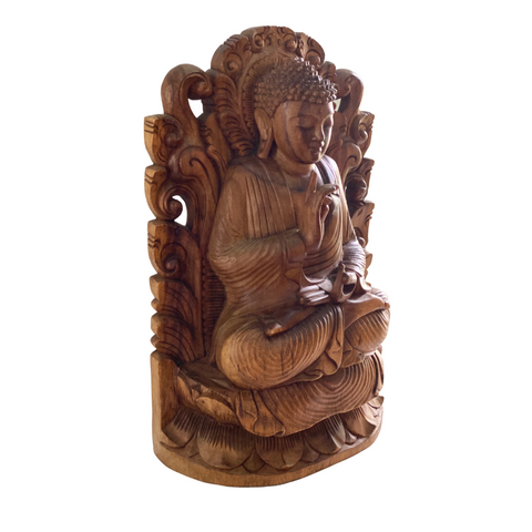 Teaching Buddha Sculpture Vitarka Mudra handmade Wood Carving 