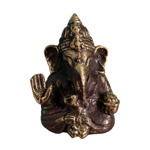 Mudra Blessing Ganapati Ganesha Miniature Statue Bronze Elephant God Bali Art