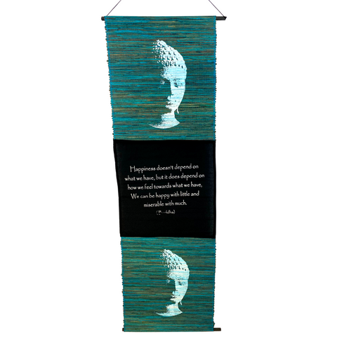 Buddha Positive Affirmation Banner Turquoise Wall Hanging Art Woven Boho Decor