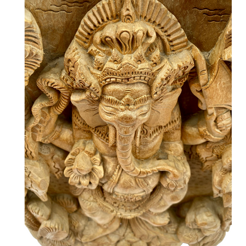 Ganapati Ganesha Murti Relief Panel Wall art Sculpture wood carving Bali Art
