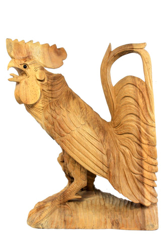 Rooster Chicken Cock Fowl sculpture hand carved wood carving Statue Balinese Art