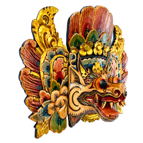 Balinese Mask Barong Singa Lion Topeng Hand carved wood Bali wall art Indonesia - Acadia World Traders
