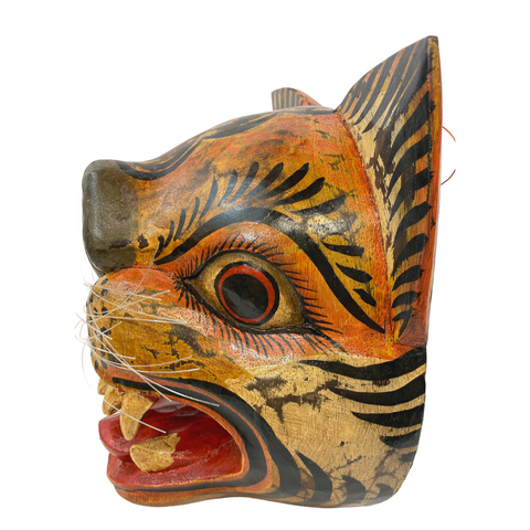Balinese Tiger Macan Harimau Mask Big cat Feline Topeng Bali Wall Art sculpture hand carved wood