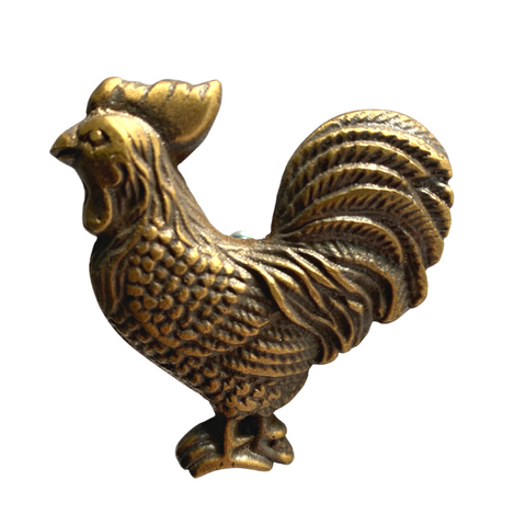 Brass Rooster Chicken Knob Cabinet Pull HOOK Handle Country Farmhouse Decor