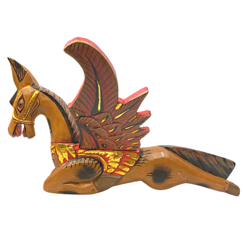 Winged Pegasus Flying Horse Mobile Crib Guardian Hand Carved wood Bali Folk Art