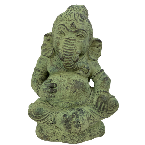 Endearing Baby Ganesha Garden Statue cast lava Stone Sculpture Elephant God Bali Art