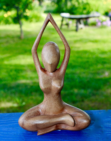 Meditating Yoga Goddess Upward Bound  Asana Yogini Buddha statue Wood - Acadia World Traders