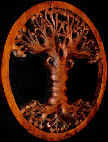 Tree of Life Hand Carved Wood Wall Art Panel - Acadia World Traders